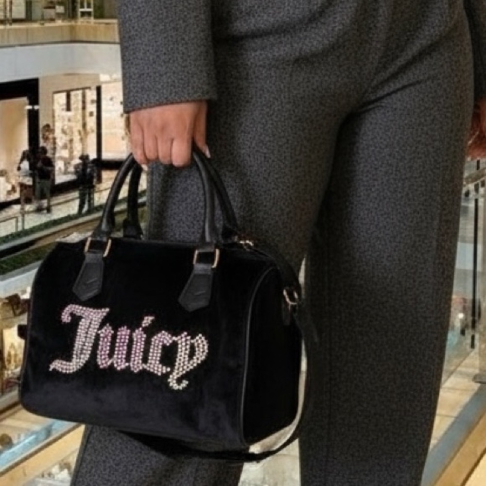 NWT Juicy Couture Black Satchel with Pink Embellishments - Picture 4 of 4